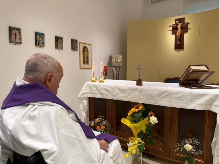 Pope Francis Attends Mass at Hospital Chapel | Vatican Shares Image
