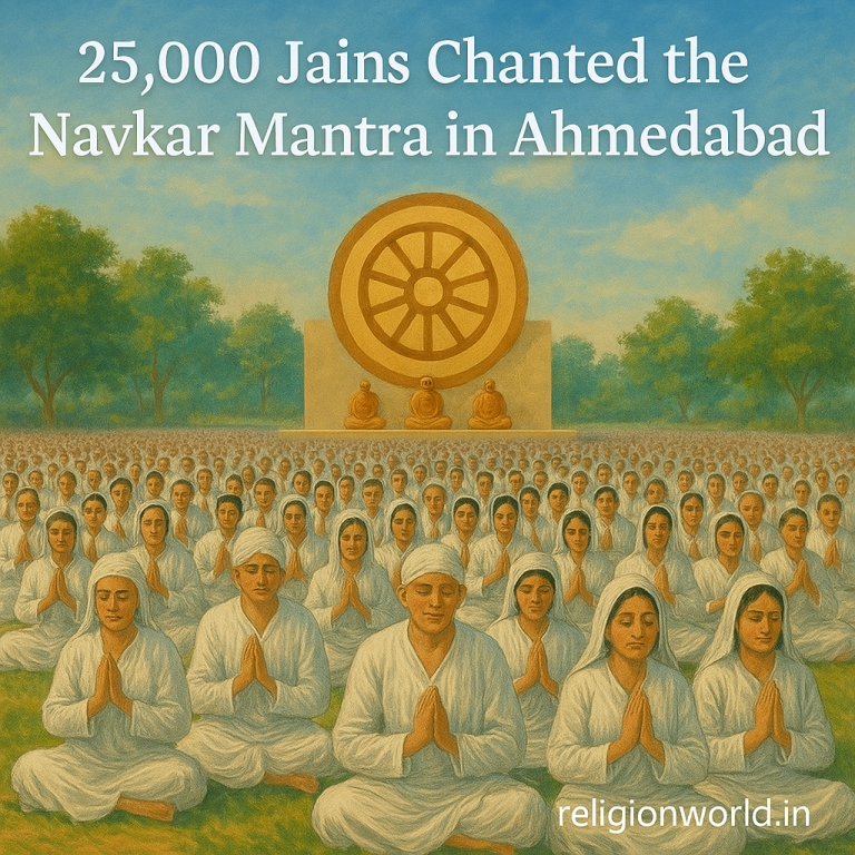 25,000 Jains Chant Navkar Mantra in Ahmedabad, Create Spiritual World Record