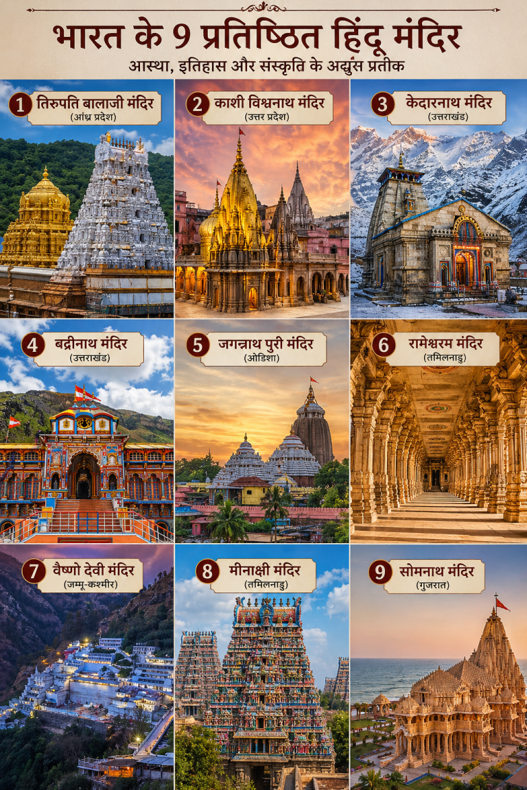भारत के 9 प्रतिष्ठित हिंदू मंदिर: आस्था, इतिहास और संस्कृति के अद्भुत प्रतीक
