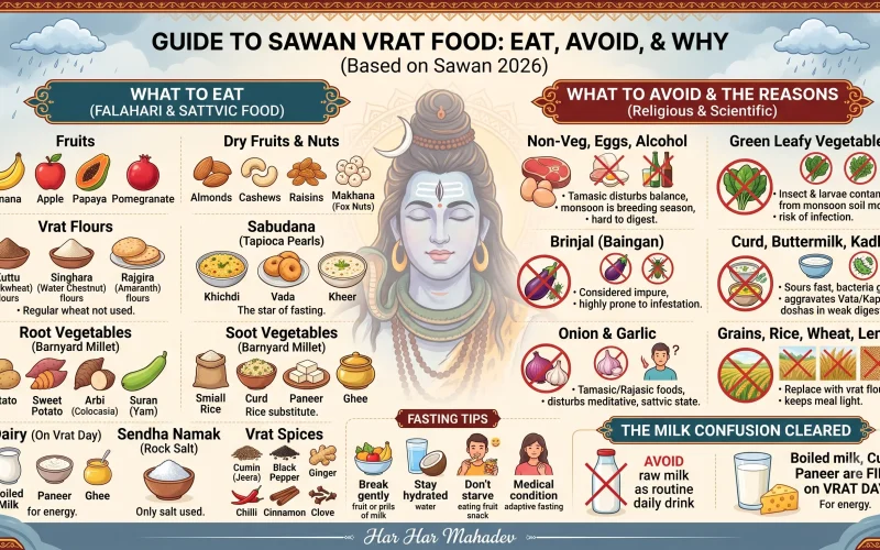Sawan Vrat Food 2026: What to Eat, What to Avoid & the Real Reasons Behind Each Rule