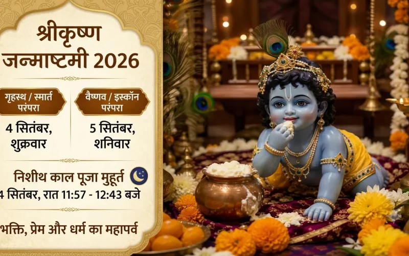 Janmashtami 2026: 4 सितंबर को मनाई जाएगी श्रीकृष्ण जन्माष्टमी, जानें पूजा का शुभ मुहूर्त और व्रत पारण का समय