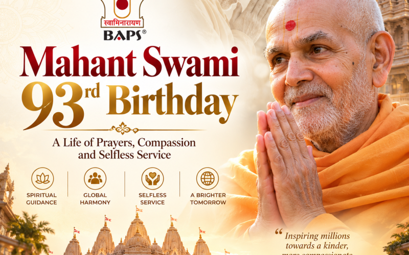BAPS Mahant Swami Maharaj at 93: A Life of Humility, Devotion and Selfless Service