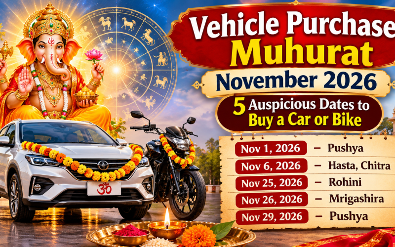 Vehicle Purchase Muhurat November 2026: 5 Auspicious Dates to Buy a Car or Bike